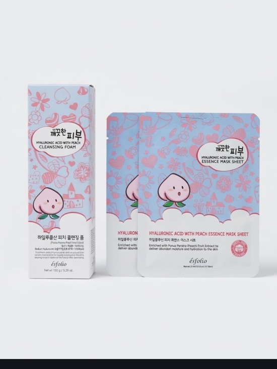 Esfolio Other - Hyaluronic Acid with Peach Cleansing Foam & Essence Mask Set